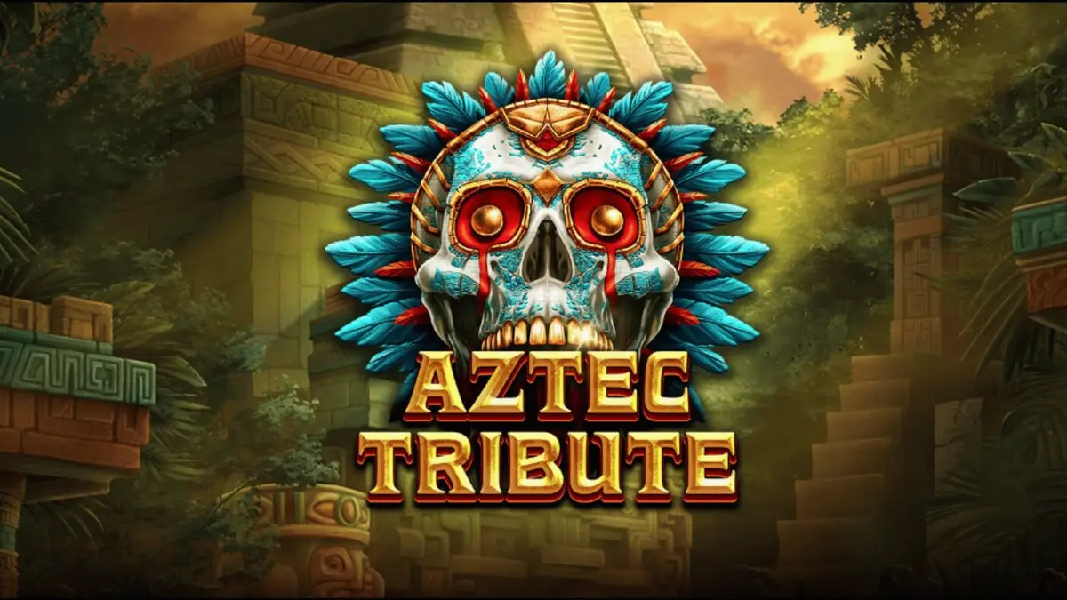 Tampilan visual slot Aztec Tribute dengan latar belakang hutan dan reruntuhan kuno